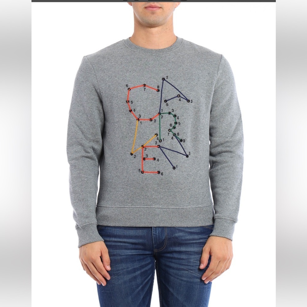 Carven connect the dots embroidered crew neck long sleeve sweatshirt